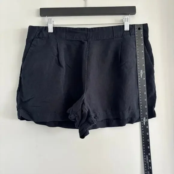 Loft Black Linen Blend Shorts Relaxed Side Pockets Women's Size Large - Picture 6 of 7